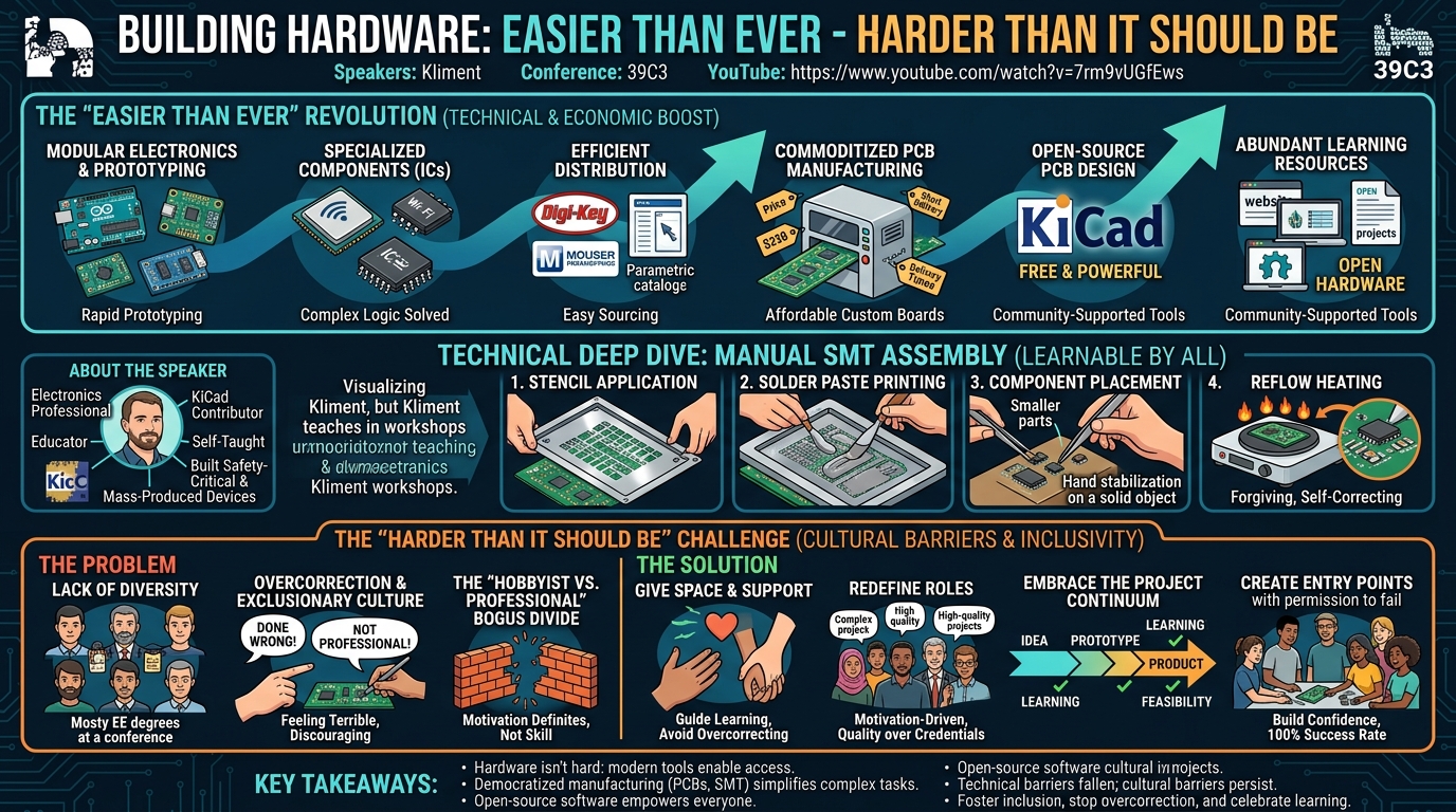 Visual summary for Building hardware - easier than ever - harder than it should be by Kliment