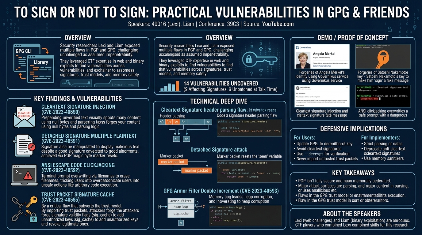 Visual summary for To sign or not to sign: Practical vulnerabilities in GPG & friends by 49016, Liam