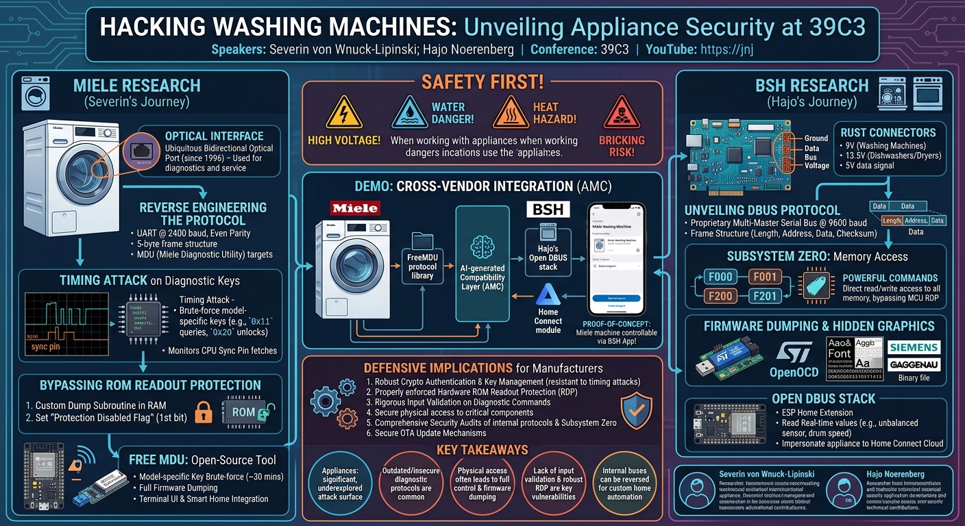 Visual summary for Hacking washing machines by Severin von Wnuck-Lipinski, Hajo Noerenberg
