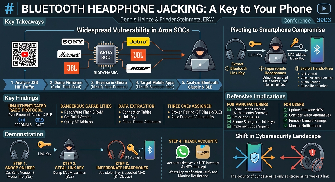 Visual summary for Bluetooth Headphone Jacking: A Key to Your Phone by Dennis Heinze, Frieder Steinmetz