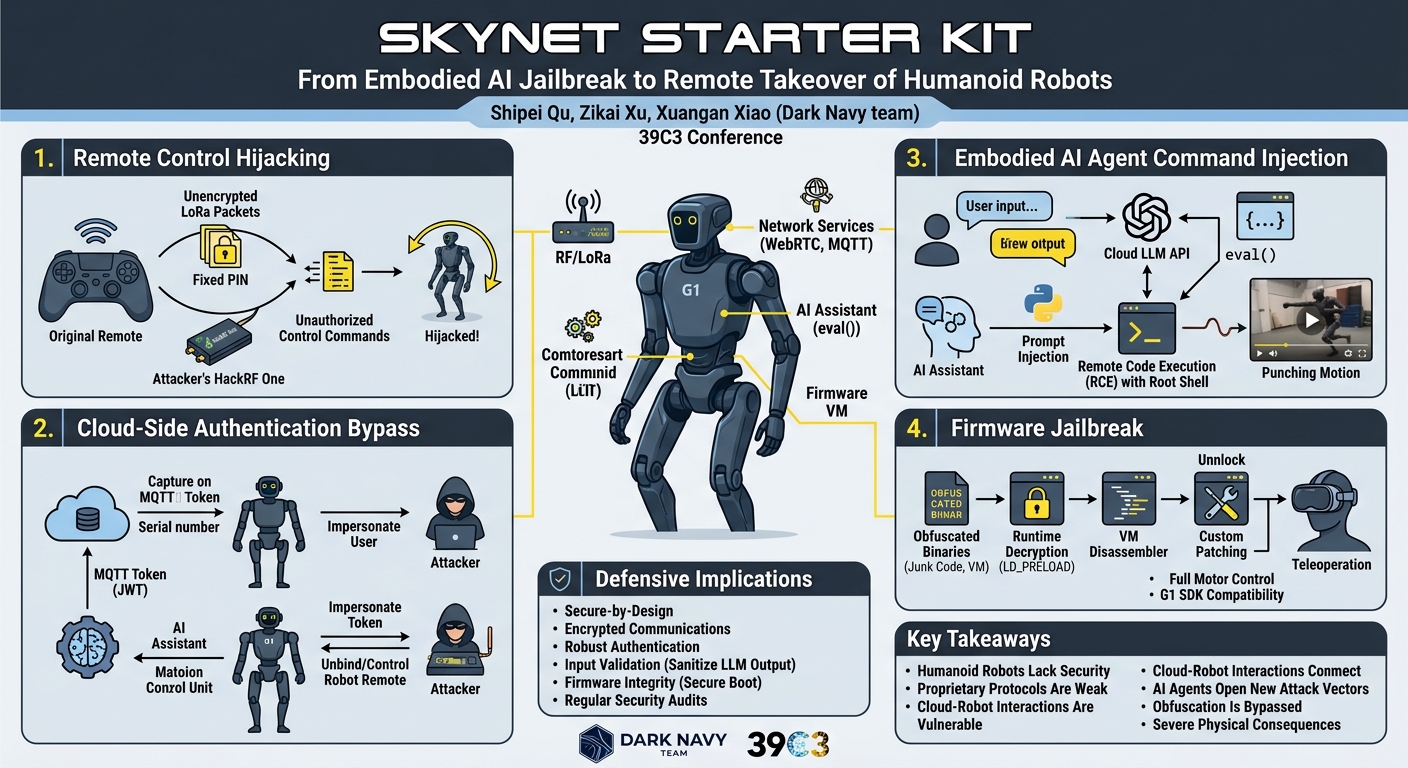 Visual summary for Skynet Starter Kit: From Embodied AI Jailbreak to Remote Takeover of Humanoid Robots by Shipei Qu, Zikai Xu, Xuangan Xiao
