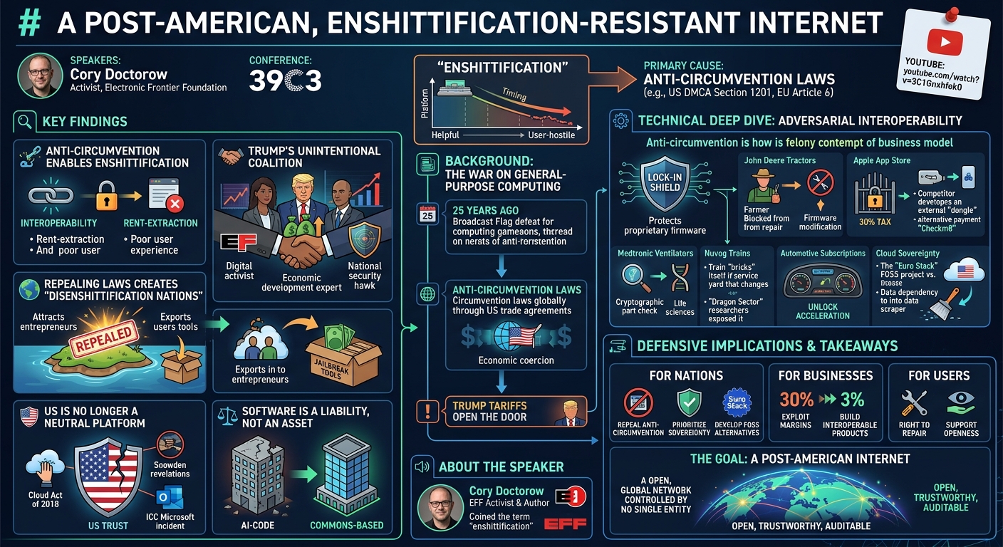 Visual summary for A post-American, enshittification-resistant internet by Cory Doctorow