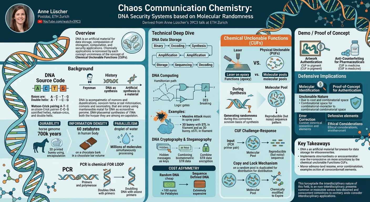 Visual summary for Chaos Communication Chemistry: DNA security systems based on molecular randomness by Anne Lüscher