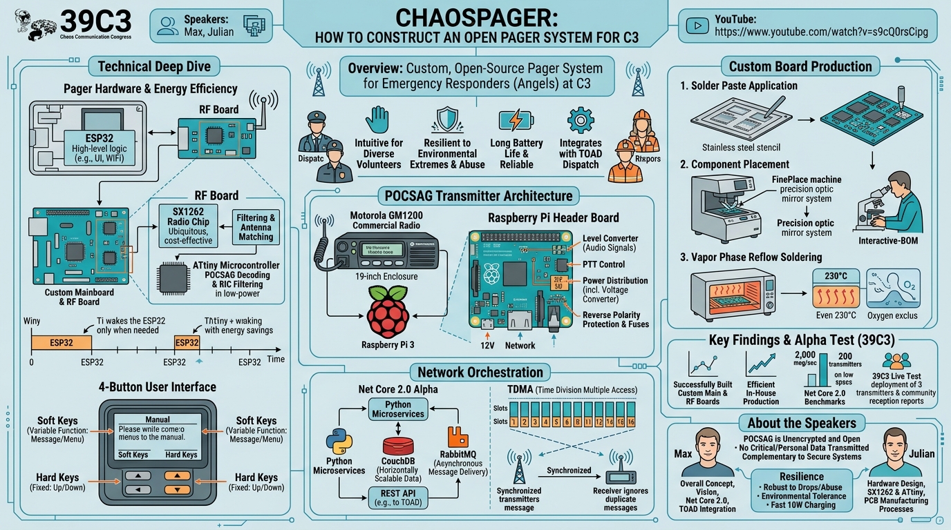 Visual summary for Chaospager: How to construct an Open Pager System for c3 by Max, Julian
