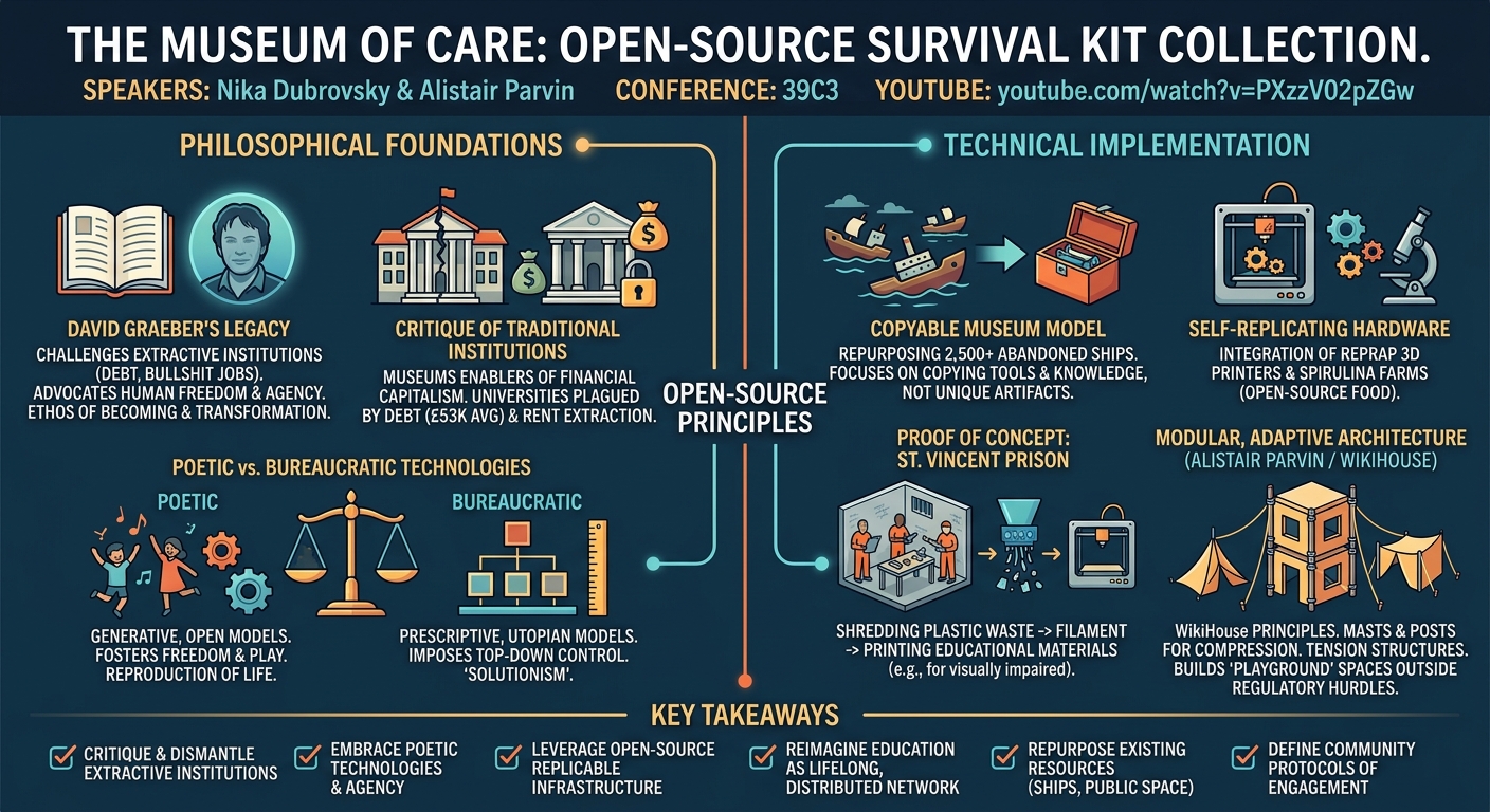 Visual summary for The Museum of Care: Open-Source Survival Kit Collection by Nika Dubrovsky