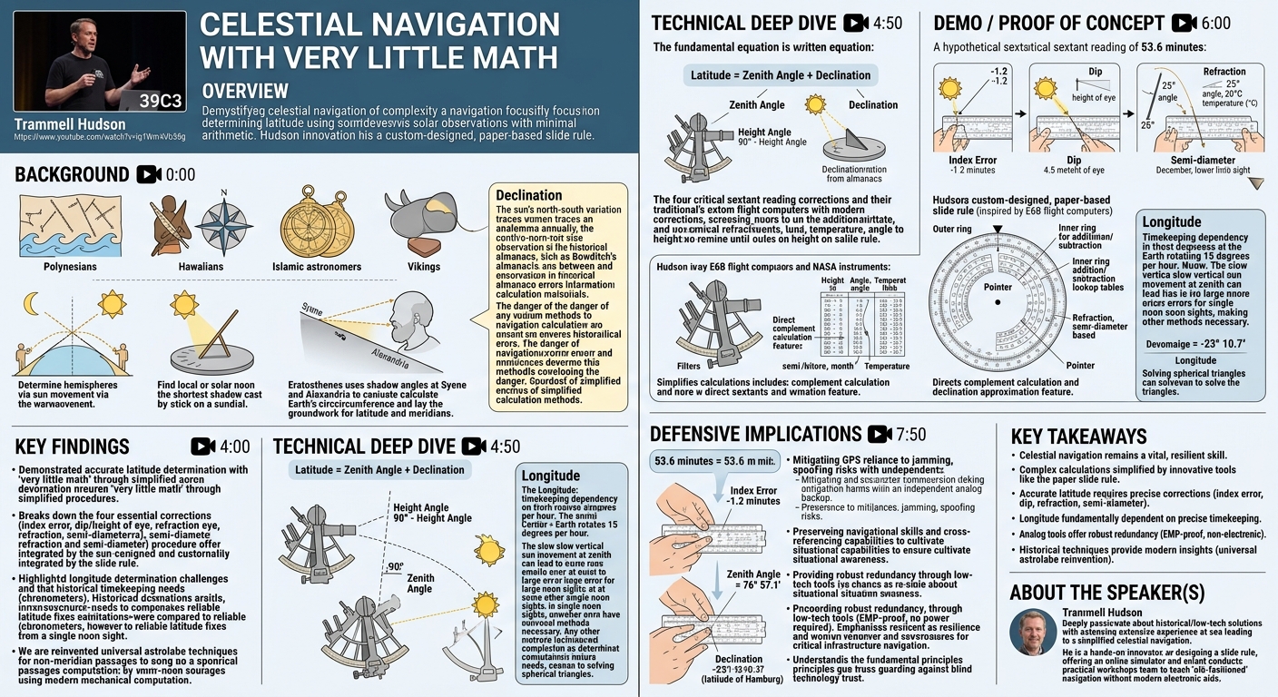 Visual summary for Celestial navigation with very little math by Trammell Hudson