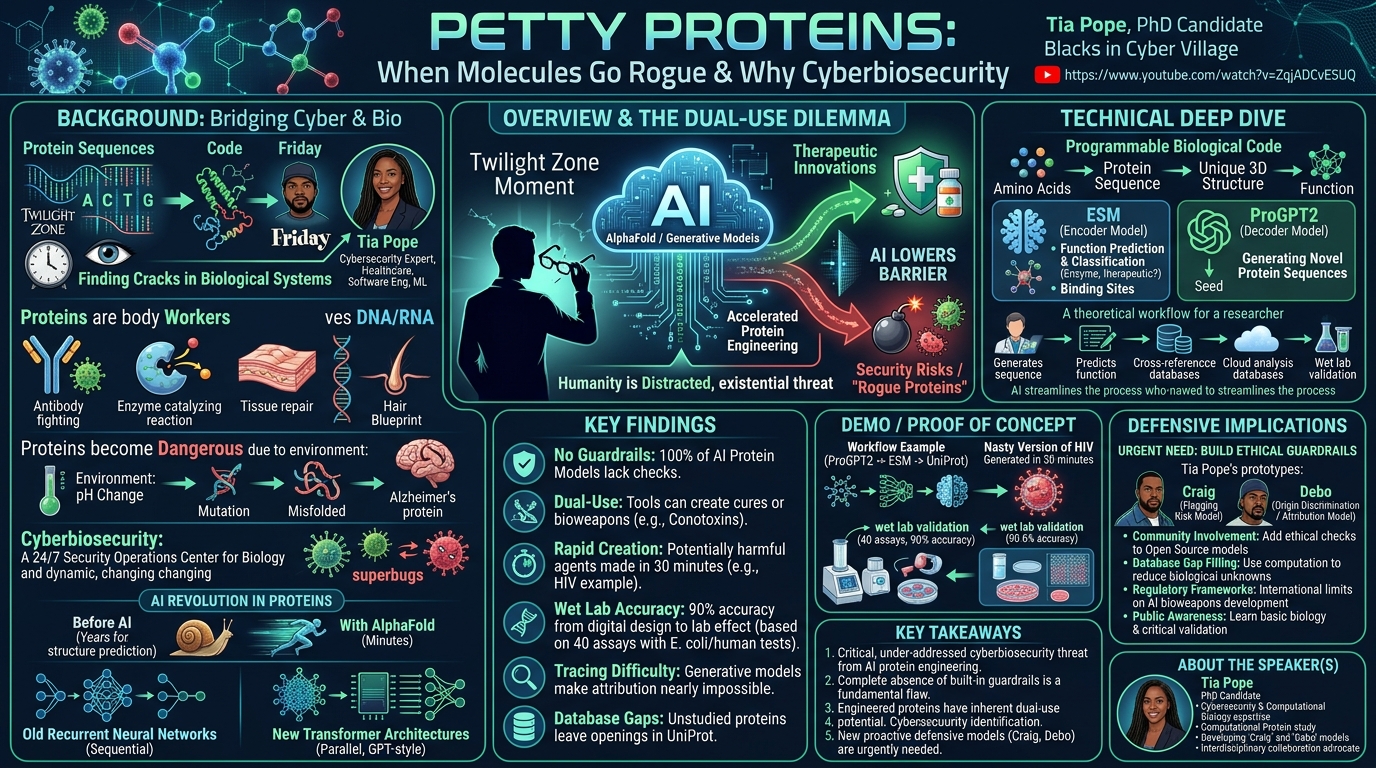 Visual summary for Petty Proteins When Molecules Go Rogue& Why Cyberbiosecurity by Tia Pope