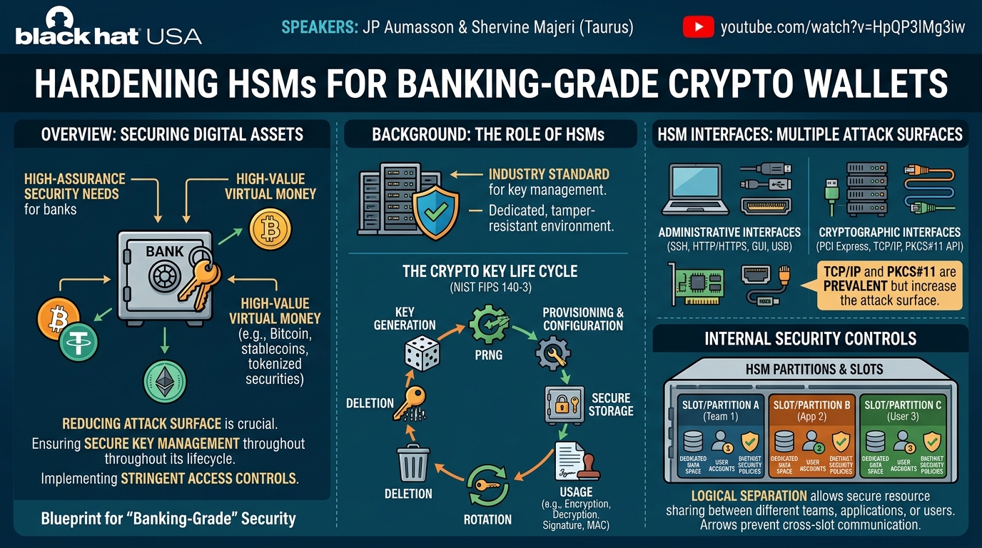 Visual summary for Hardening HSMs for Banking-Grade Crypto Wallets by Unknown
