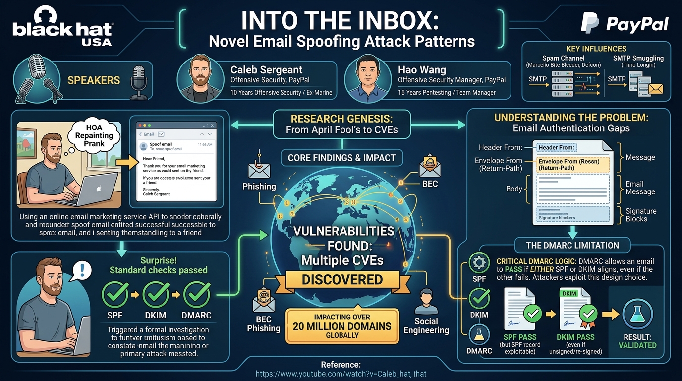 Visual summary for Into the Inbox: Novel Email Spoofing Attack Patterns by Unknown