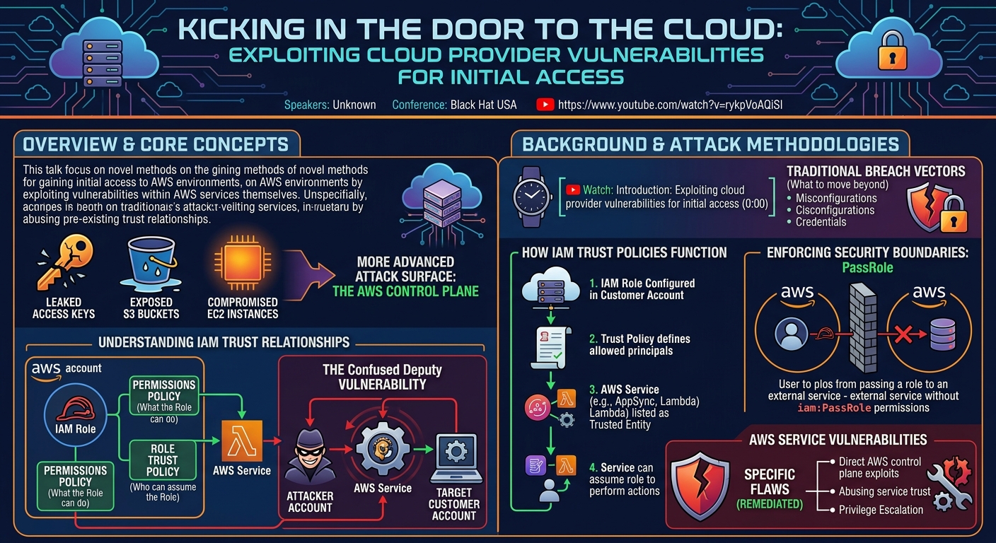 Visual summary for Kicking in the Door to the Cloud: Exploiting Cloud Provider Vulnerabilities for Initial Access by Unknown