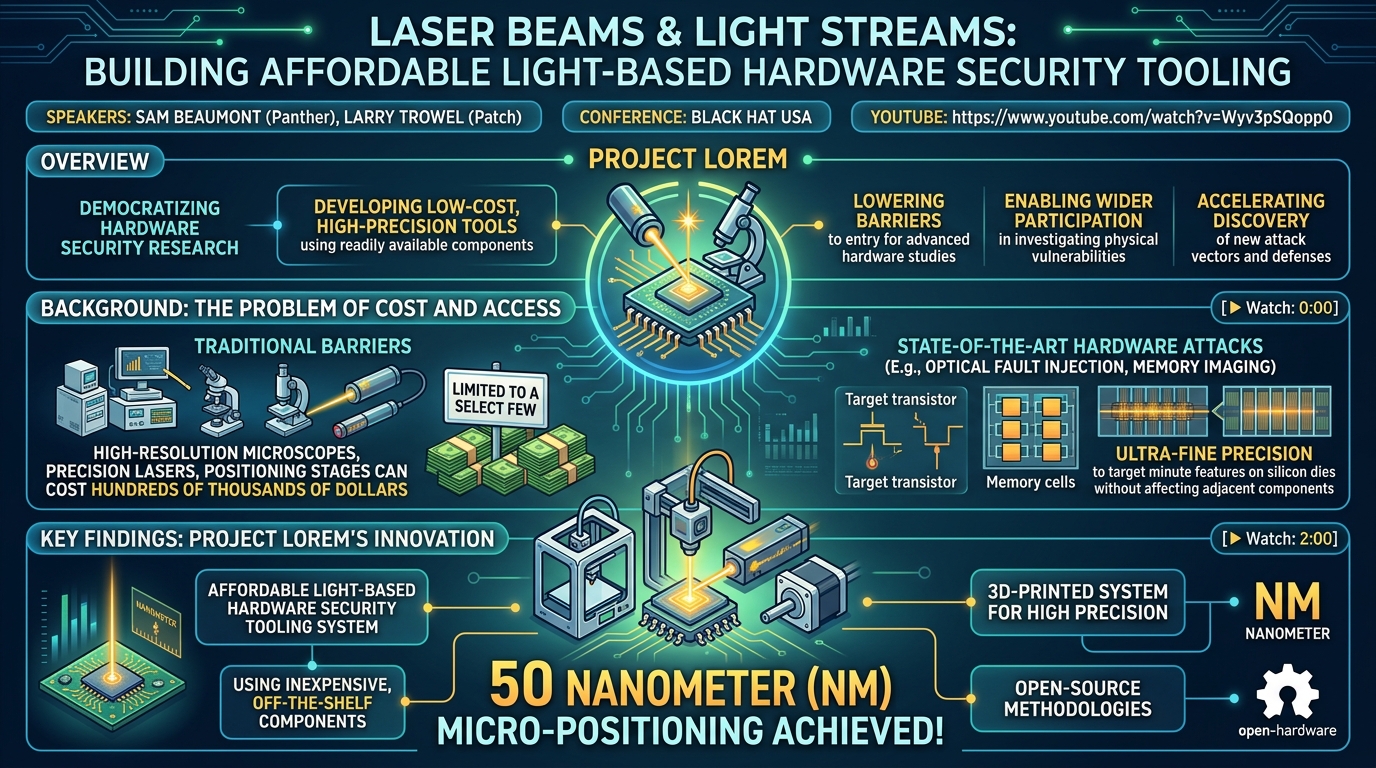 Visual summary for Laser Beams & Light Streams: Building Affordable Light-Based Hardware Security Tooling by Unknown