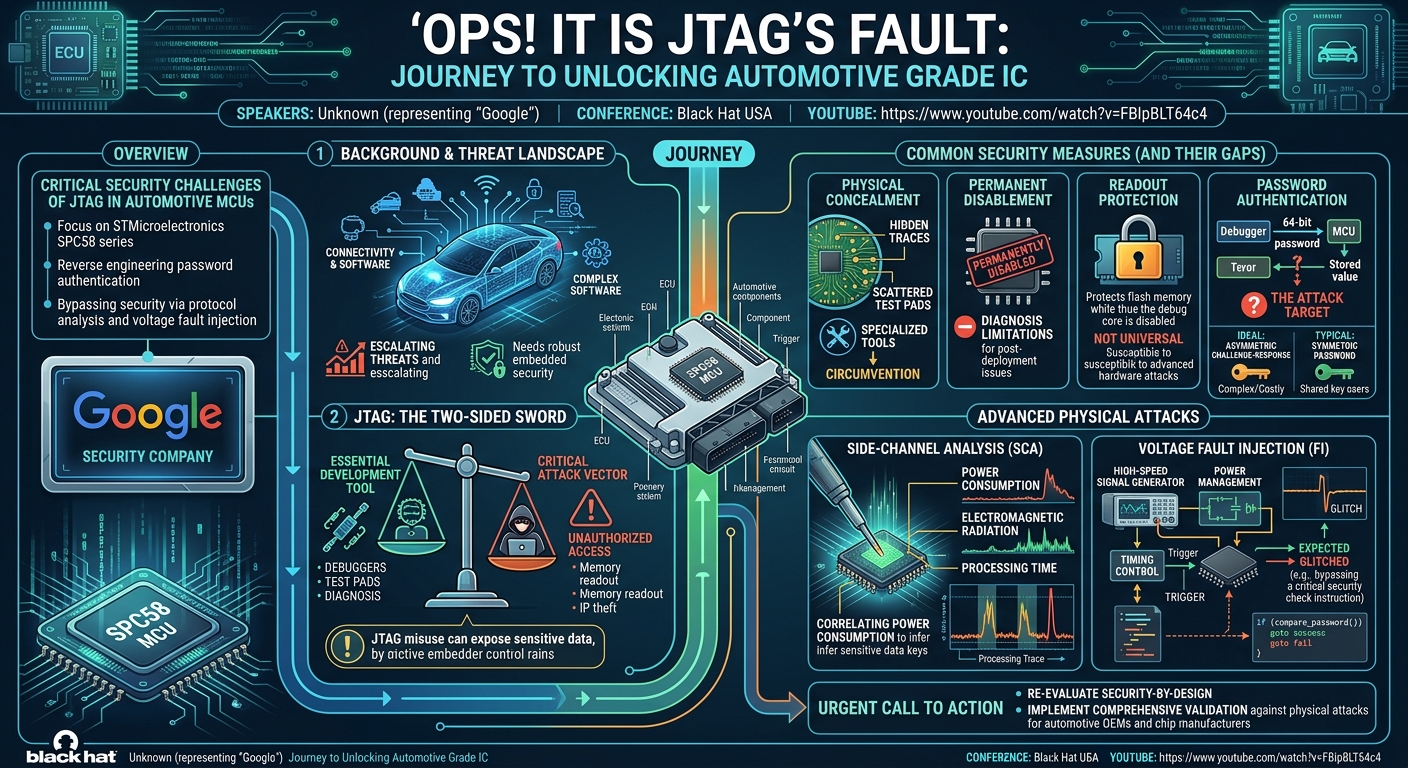 Visual summary for Ops! It is JTAG's Fault: Journey to Unlocking Automotive Grade IC by Unknown