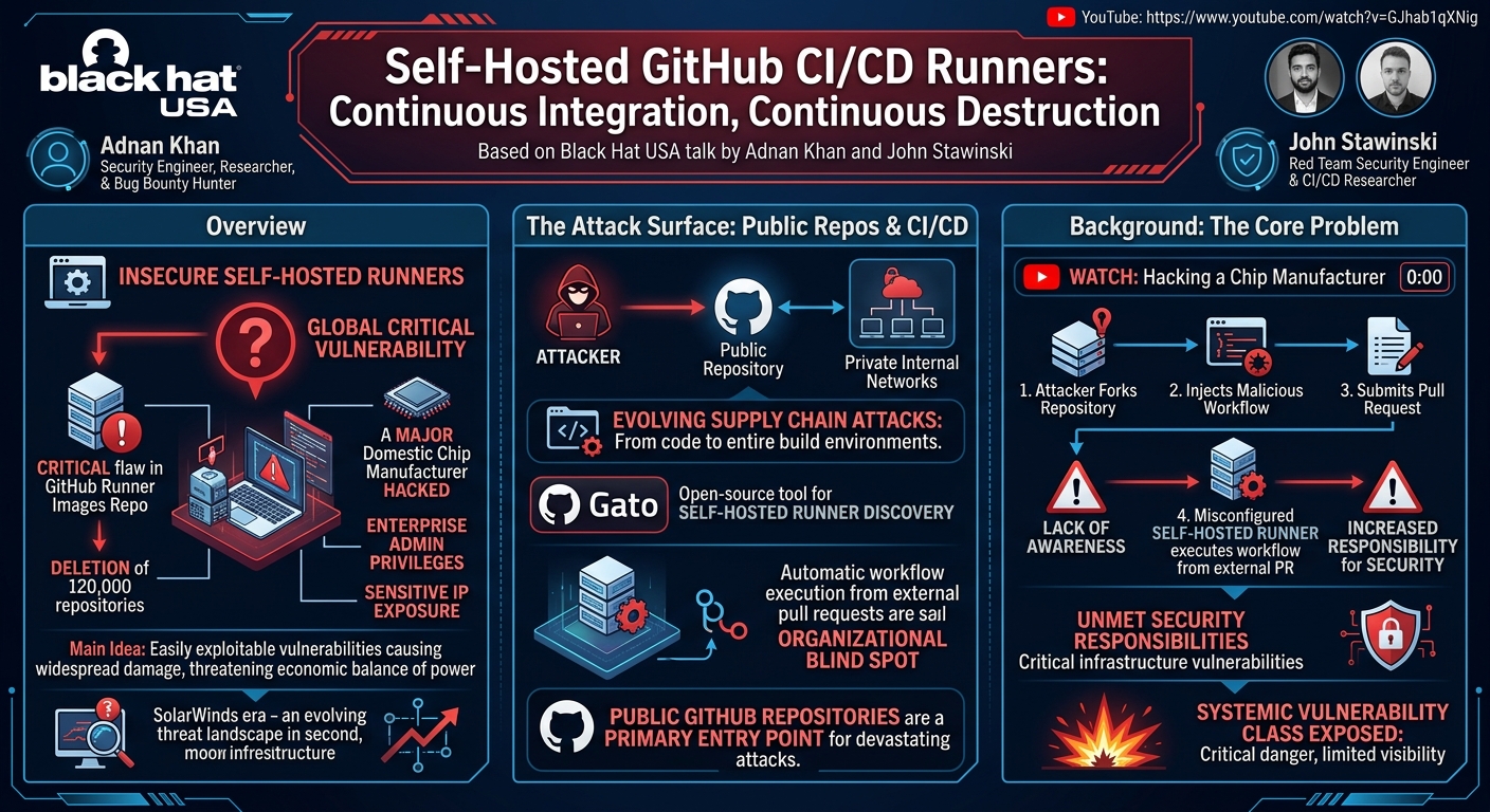 Visual summary for Self-Hosted GitHub CI/CD Runners: Continuous Integration, Continuous Destruction by Unknown
