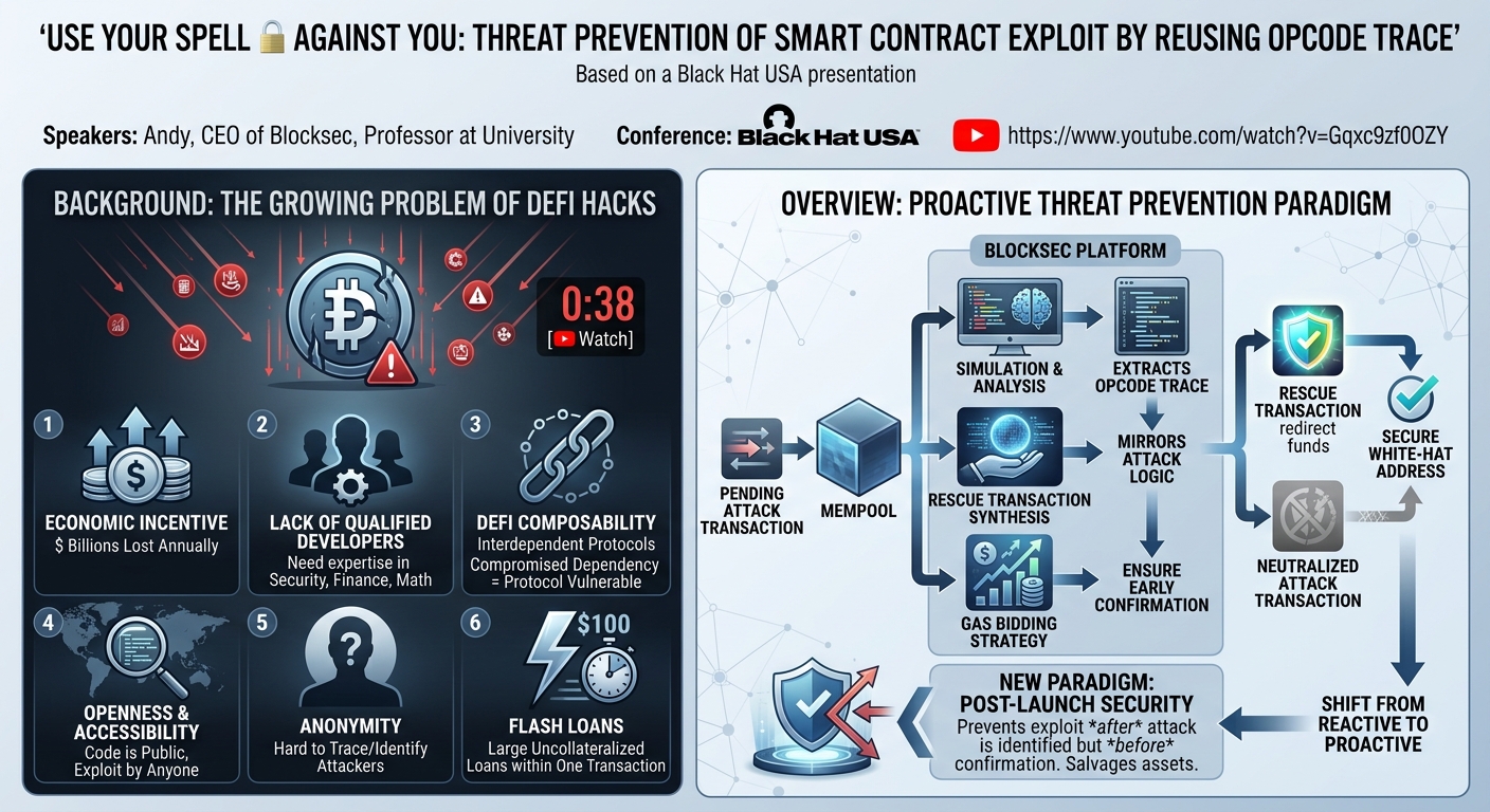 Visual summary for Use Your Spell Against You: Threat Prevention of Smart Contract Exploit By Reusing Opcode Trace by Unknown