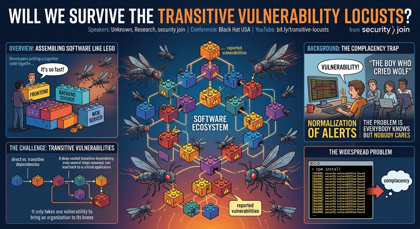 Visual summary for Will We Survive the Transitive Vulnerability Locusts? by Unknown