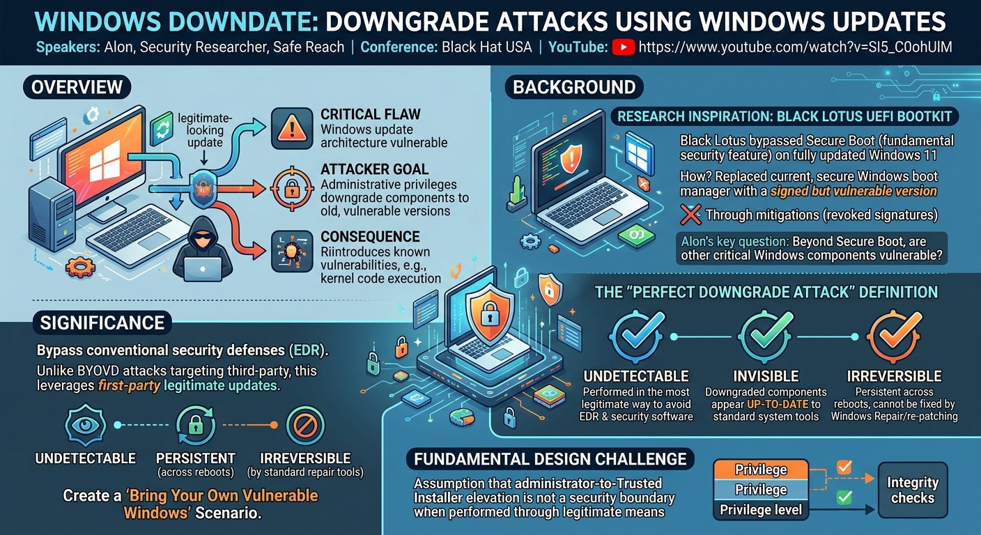 Visual summary for Windows Downdate: Downgrade Attacks Using Windows Updates by Unknown