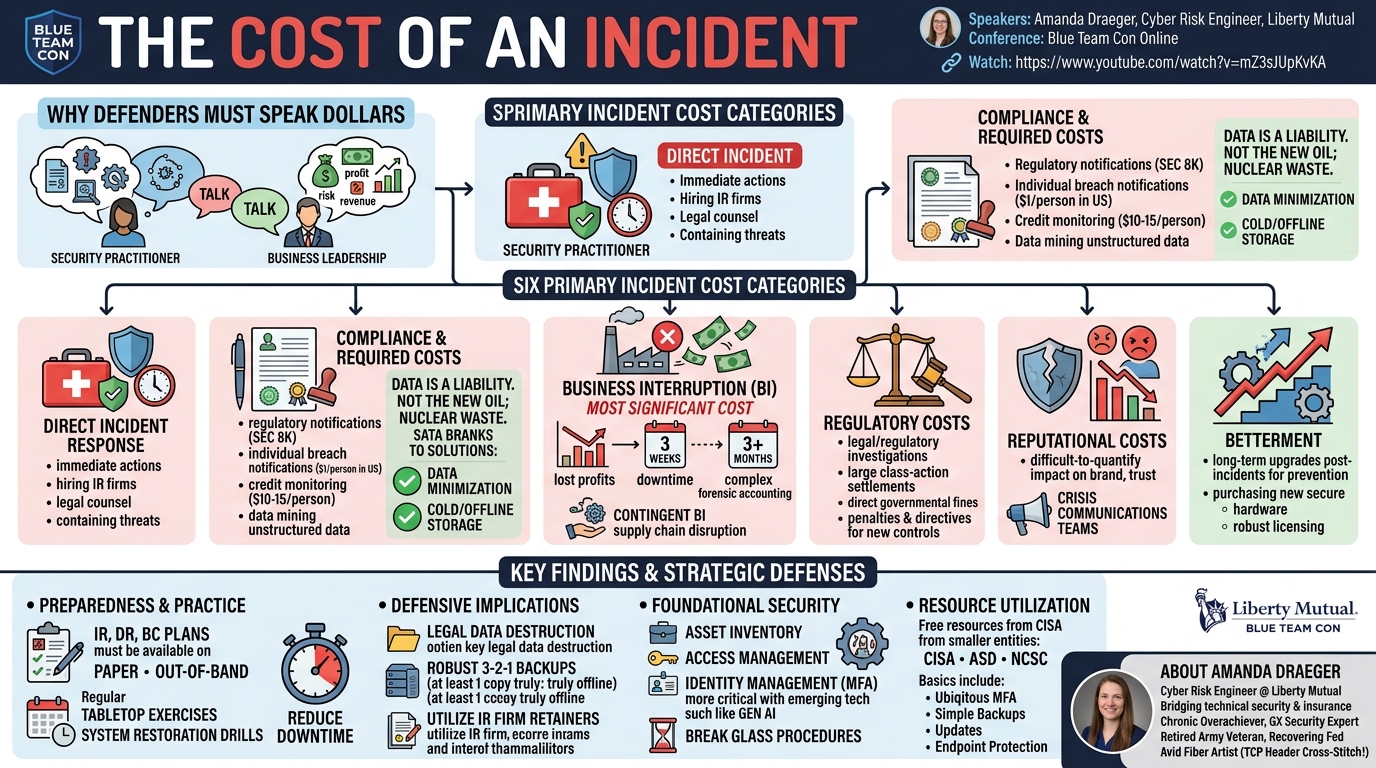 Visual summary for The Cost of an Incident by Amanda Draeger
