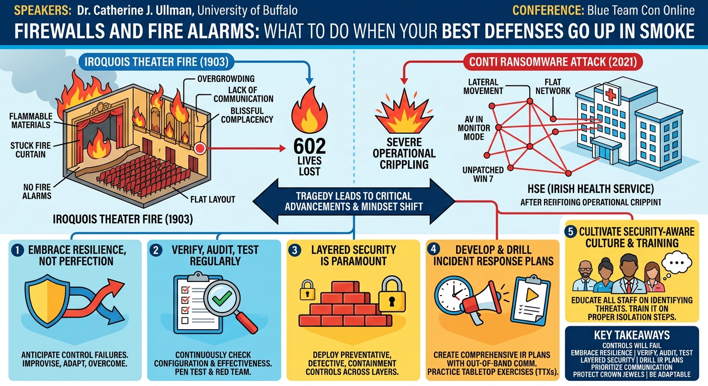 Visual summary for Firewalls and Fire Alarms: What to Do When Your Best Defenses Go Up in Smoke by Dr. Catherine J. Ullman
