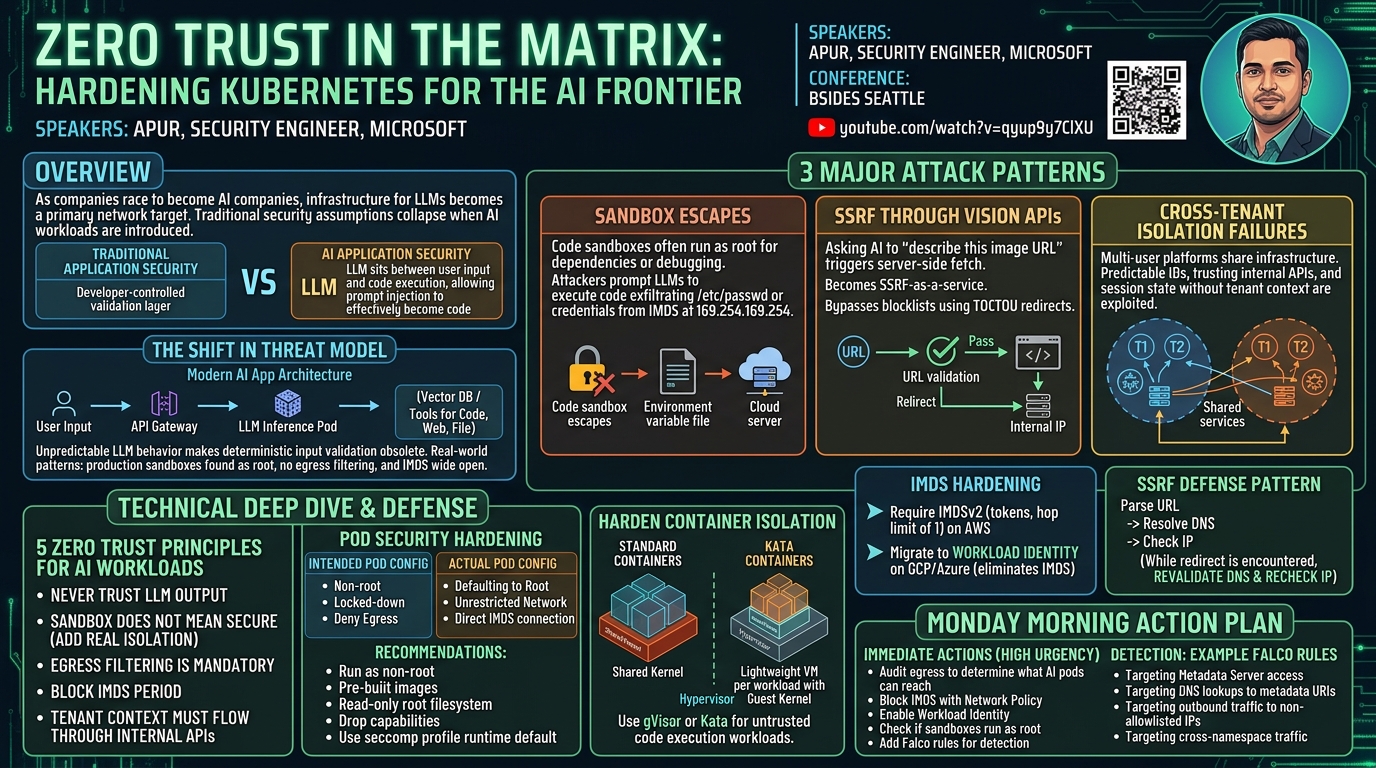 Visual summary for Zero Trust in the Matrix: Hardening Kubernetes for the AI Frontier by Apoorv Dayal