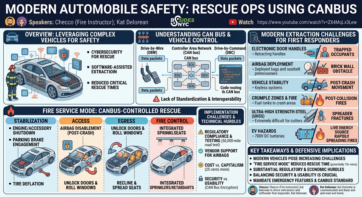 Visual summary for Modern Day Automobile Safety: Rescue Ops using CanBus by Checco, Kat Delorean