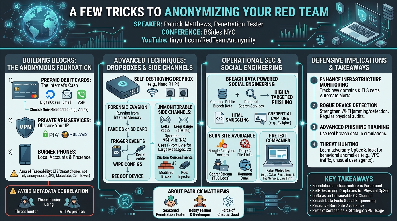 Visual summary for A few tricks to Anonymizing your Red Team by Patrick Matthews