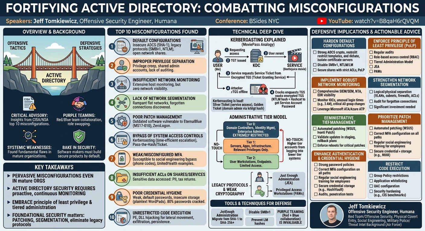 Visual summary for Fortifying Active Directory: Combatting Misconfigurations by Jeff