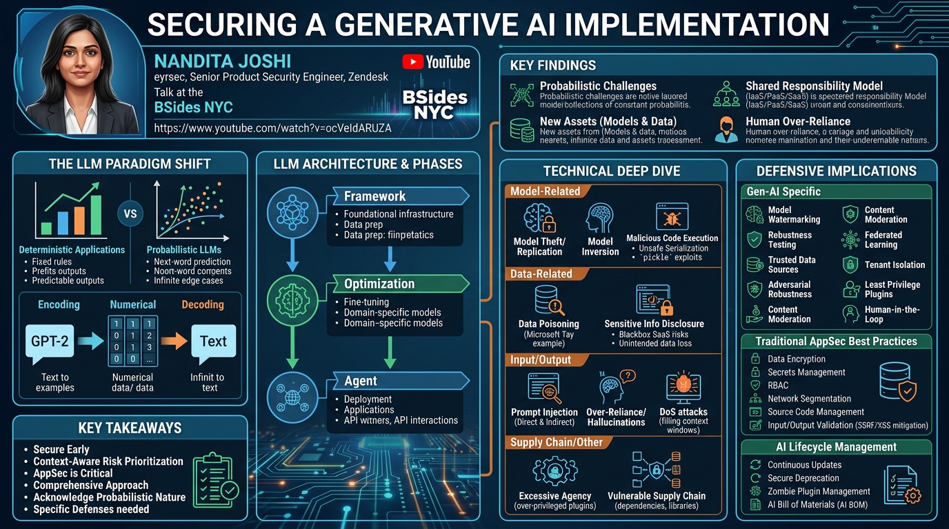 Visual summary for Securing a Generative AI Implementation by eyrsec