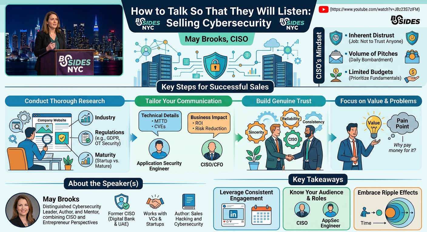 Visual summary for How to Talk So That They Will Listen: Selling Cybersecurity by May Brooks