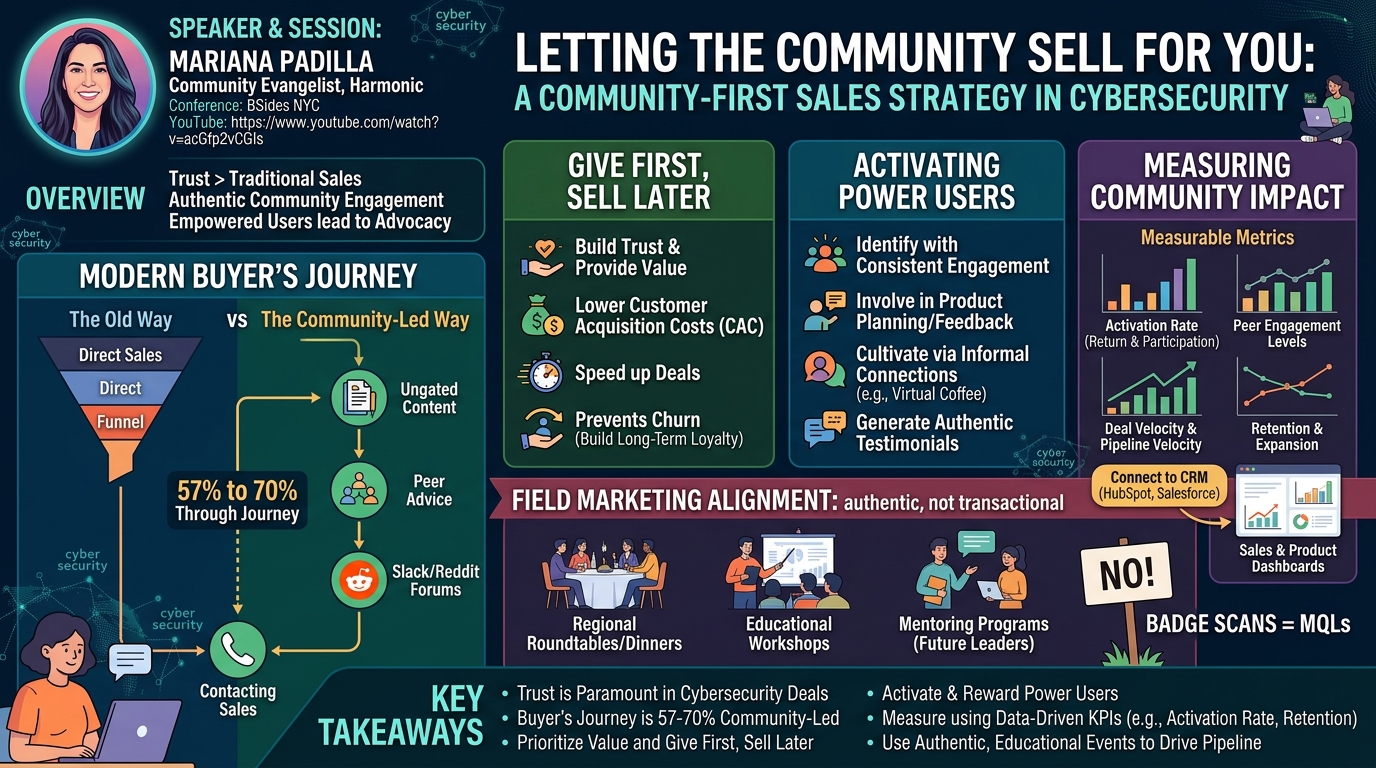 Visual summary for They Don't Want to Talk to Sales—So Let the Community Sell for You by Mariana Padilla