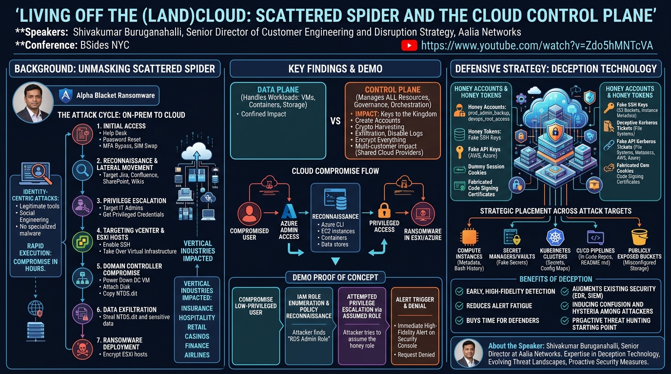 Visual summary for Living off the (land)cloud: Scattered Spider and the cloud control plane by Shivakumar Buruganahalli