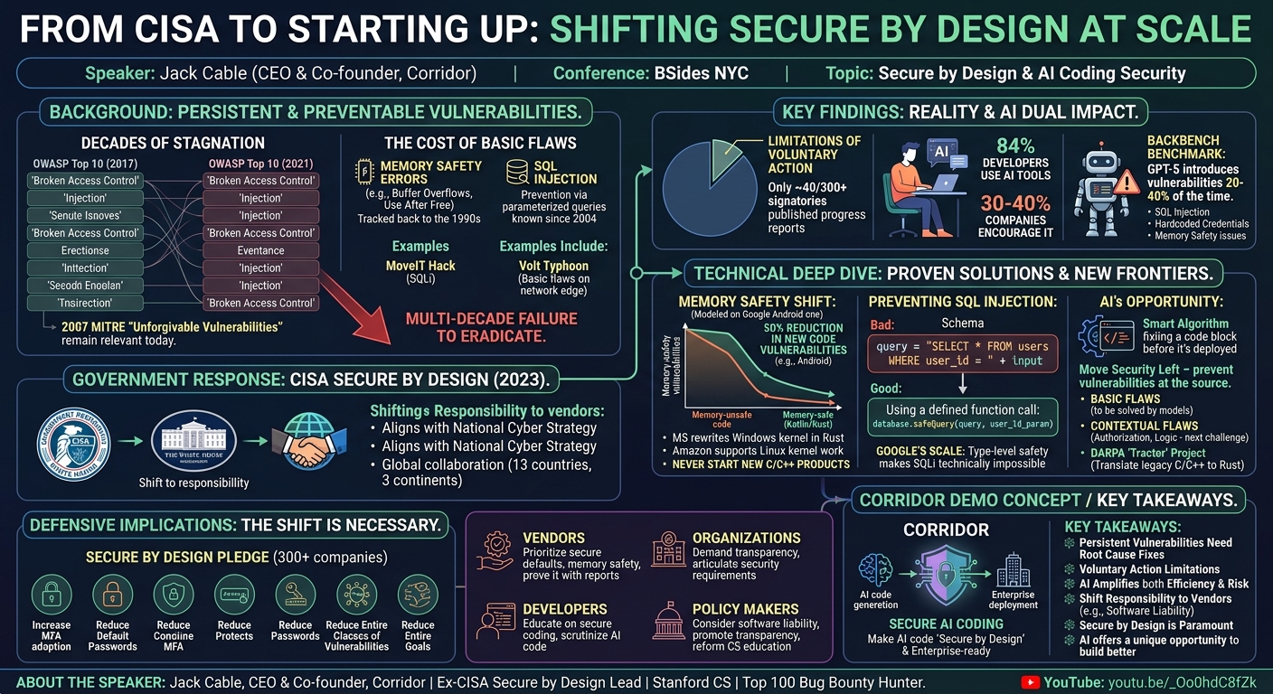 Visual summary for From CISA to Starting Up: Shifting Secure by Design at Scale by Jack Cable