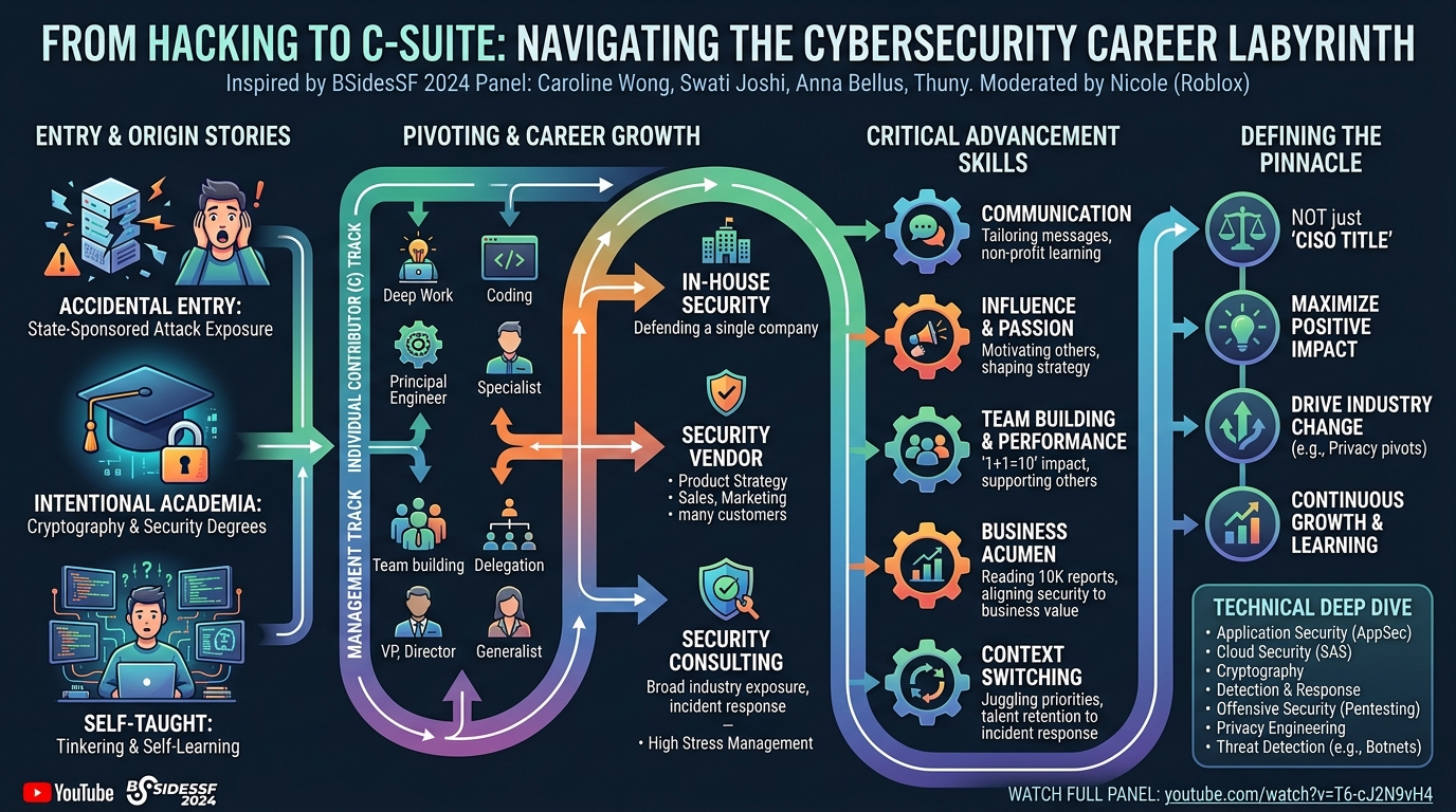 Visual summary for From Hacking to C-Suite: Navigating the Labyrinth of Security Careers