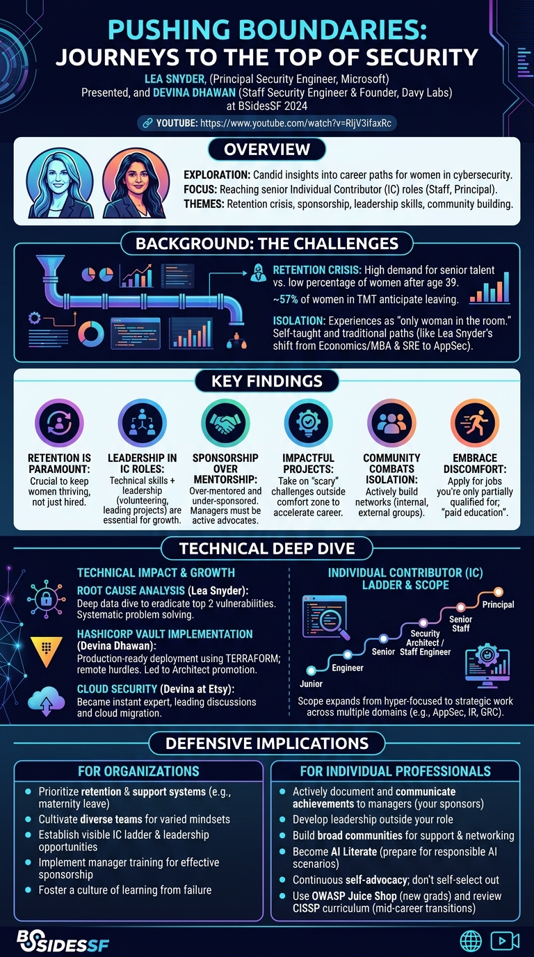 Visual summary for Pushing Boundaries: Journeys to the top of Security... by Lea Snyder, Devina Dhawan