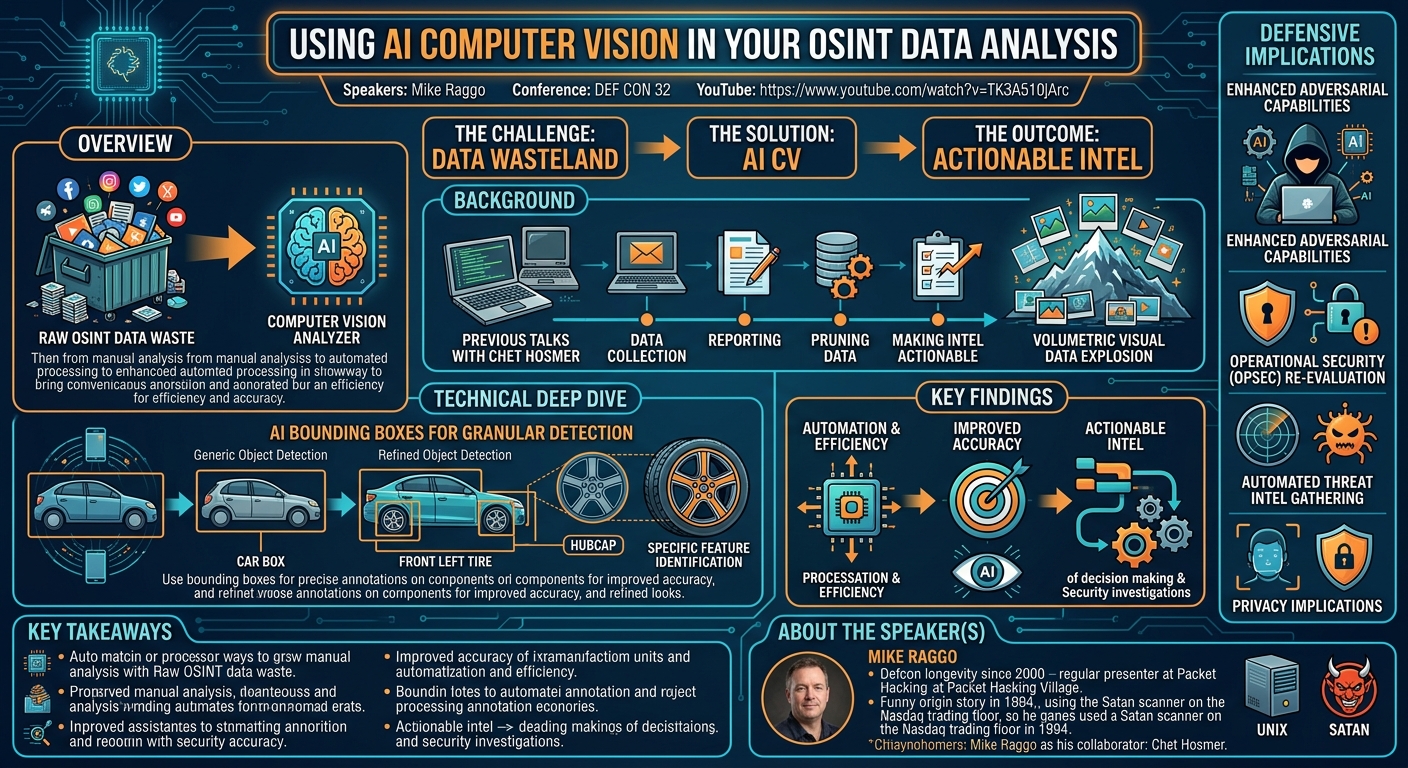 Visual summary for Using AI Computer Vision in Your OSINT Data Analysis by Mike Raggo