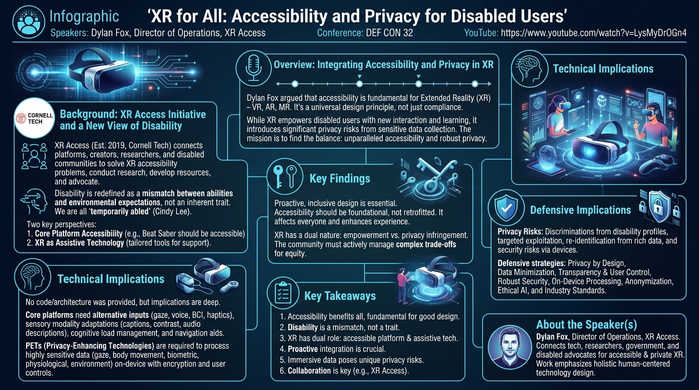 Visual summary for XR for All: Accessibility and Privacy for Disabled Users by Dylan Fox