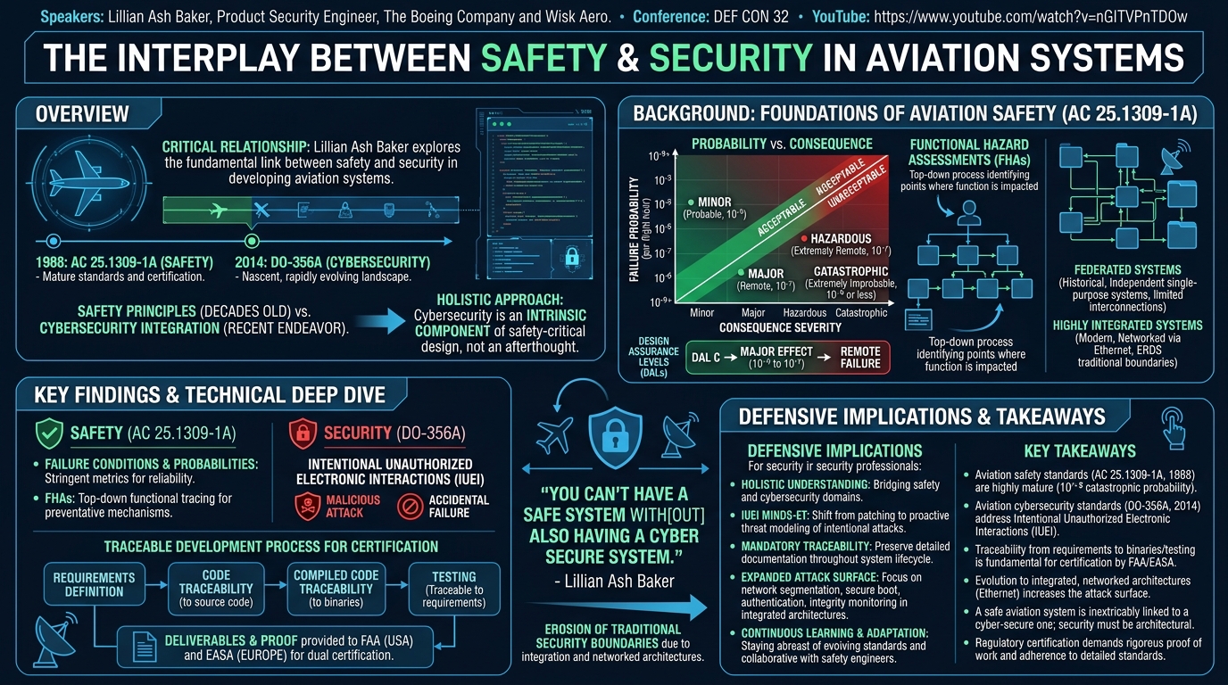 Visual summary for The Interplay between Safety and Security in Aviation Systems by Lillian Ash Baker
