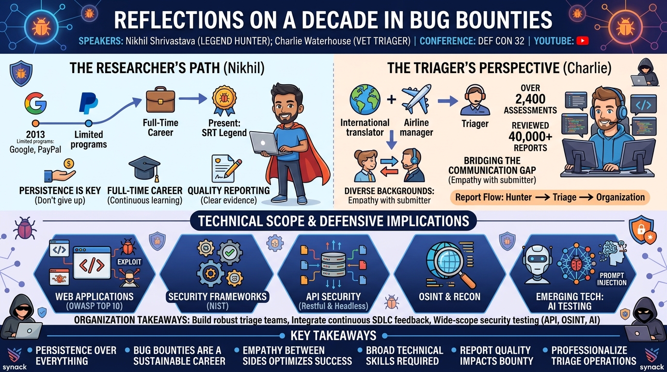 Visual summary for Reflections on a Decade in Bug Bounties by Nikhil Shrivastava, Charlie Waterhouse