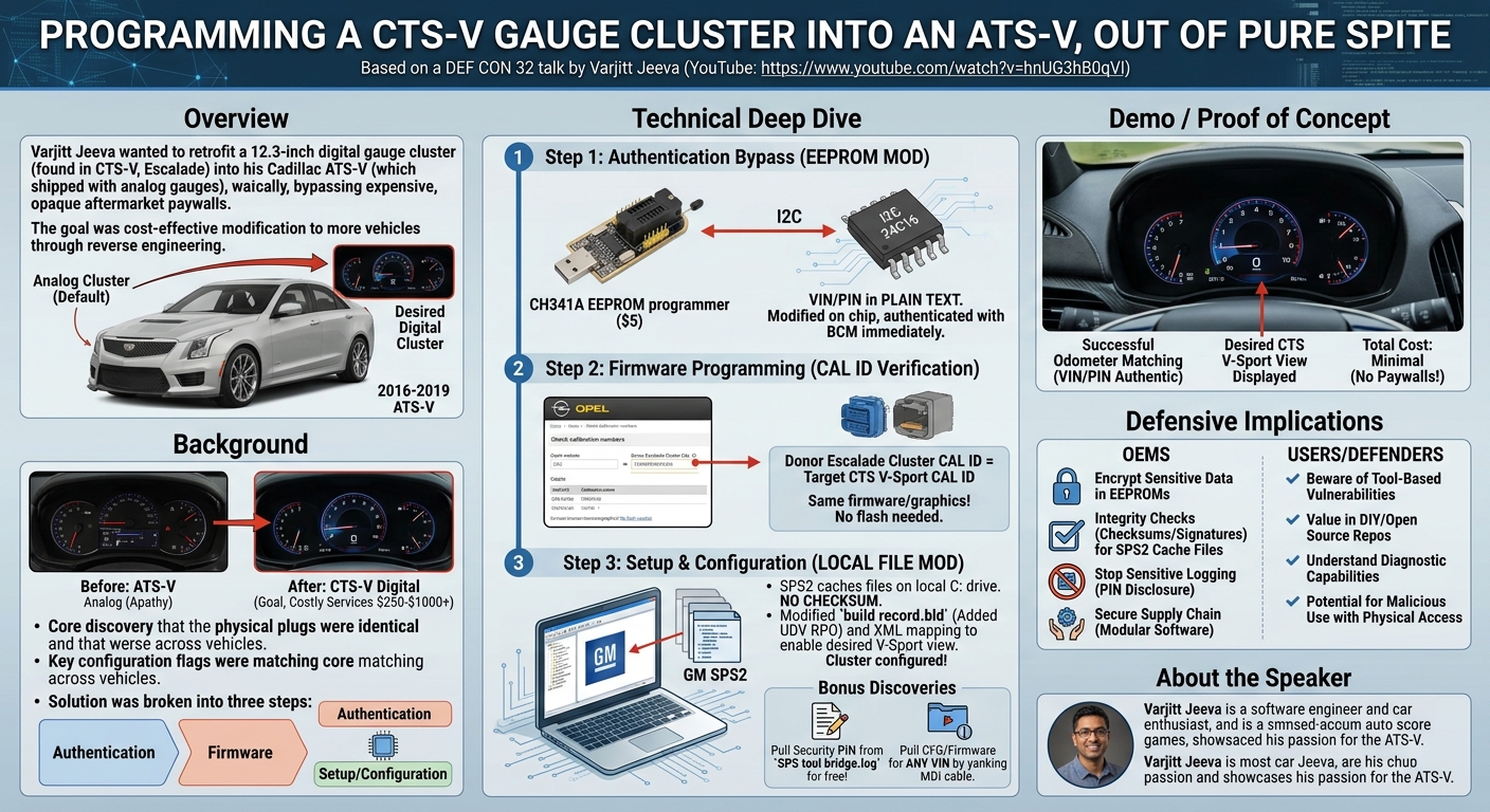 Visual summary for Programming a CTS-V Gauge Cluster into an ATS-V, out of pure spite by Varjitt Jeeva