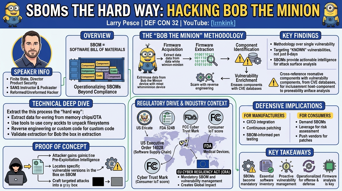 Visual summary for SBOMs the Hard Way Hacking Bob the Minion by Larry Pesce