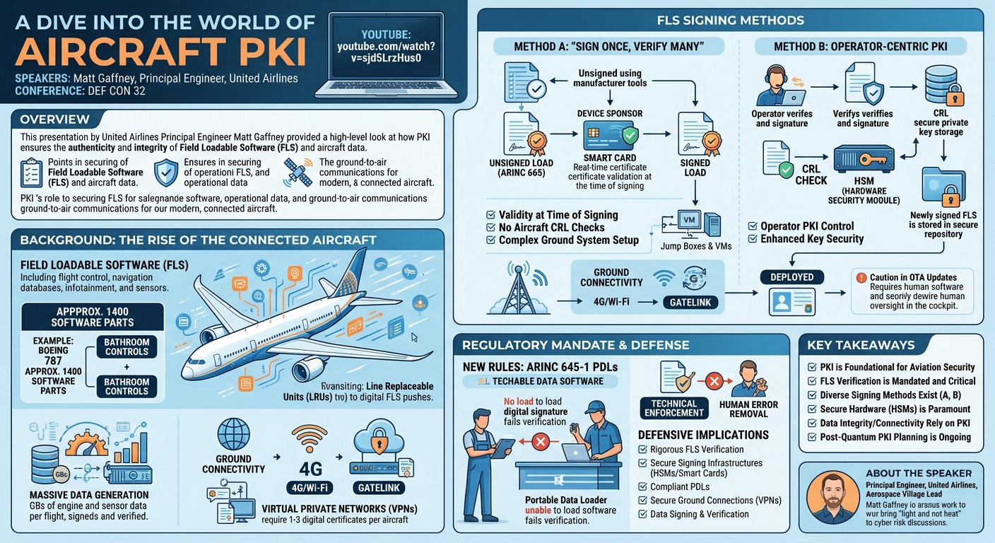 Visual summary for A dive into world of Aircraft PKI by Matt Gaffney