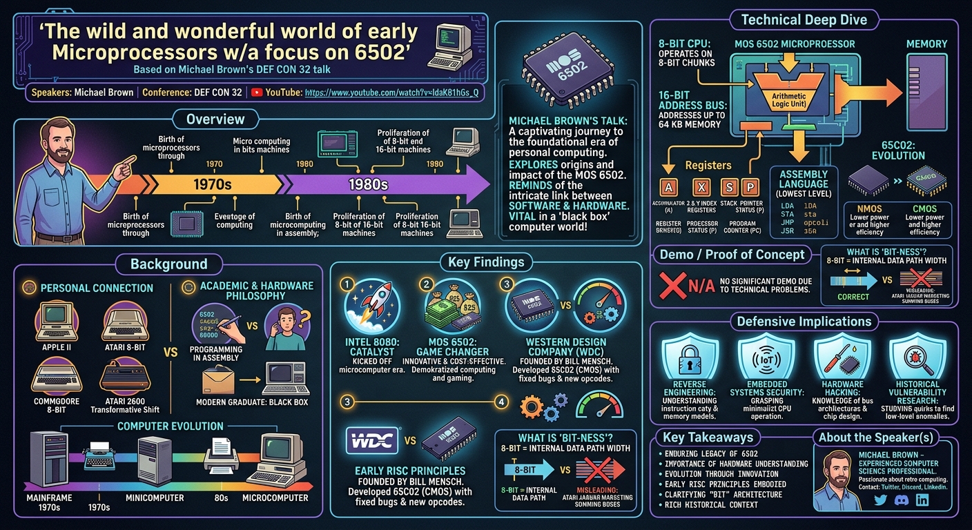 Visual summary for The wild and wonderful world of early Microprocessors w/a focus on 6502 by Michael Brown