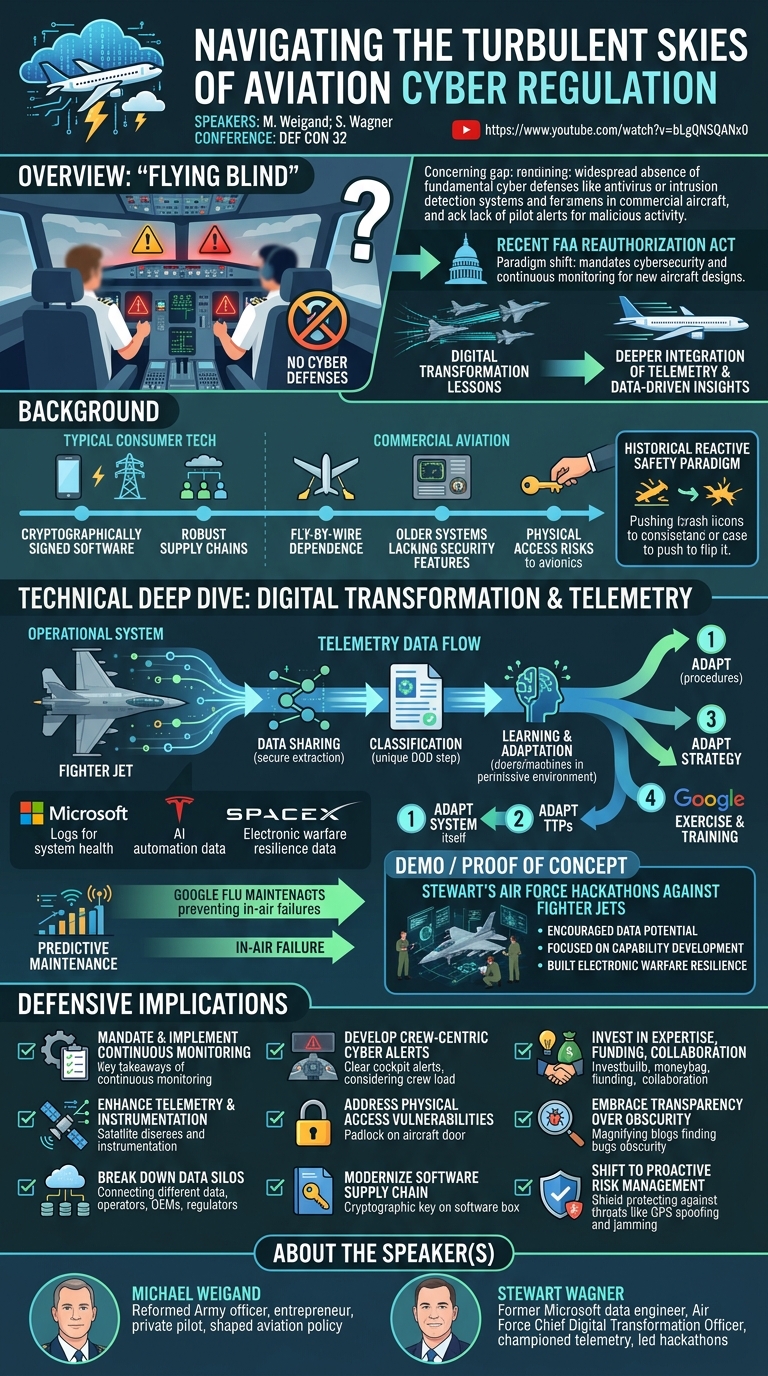 Visual summary for Navigating the Turbulent Skies of Aviation Cyber Regulation by M. Weigand, S. Wagner