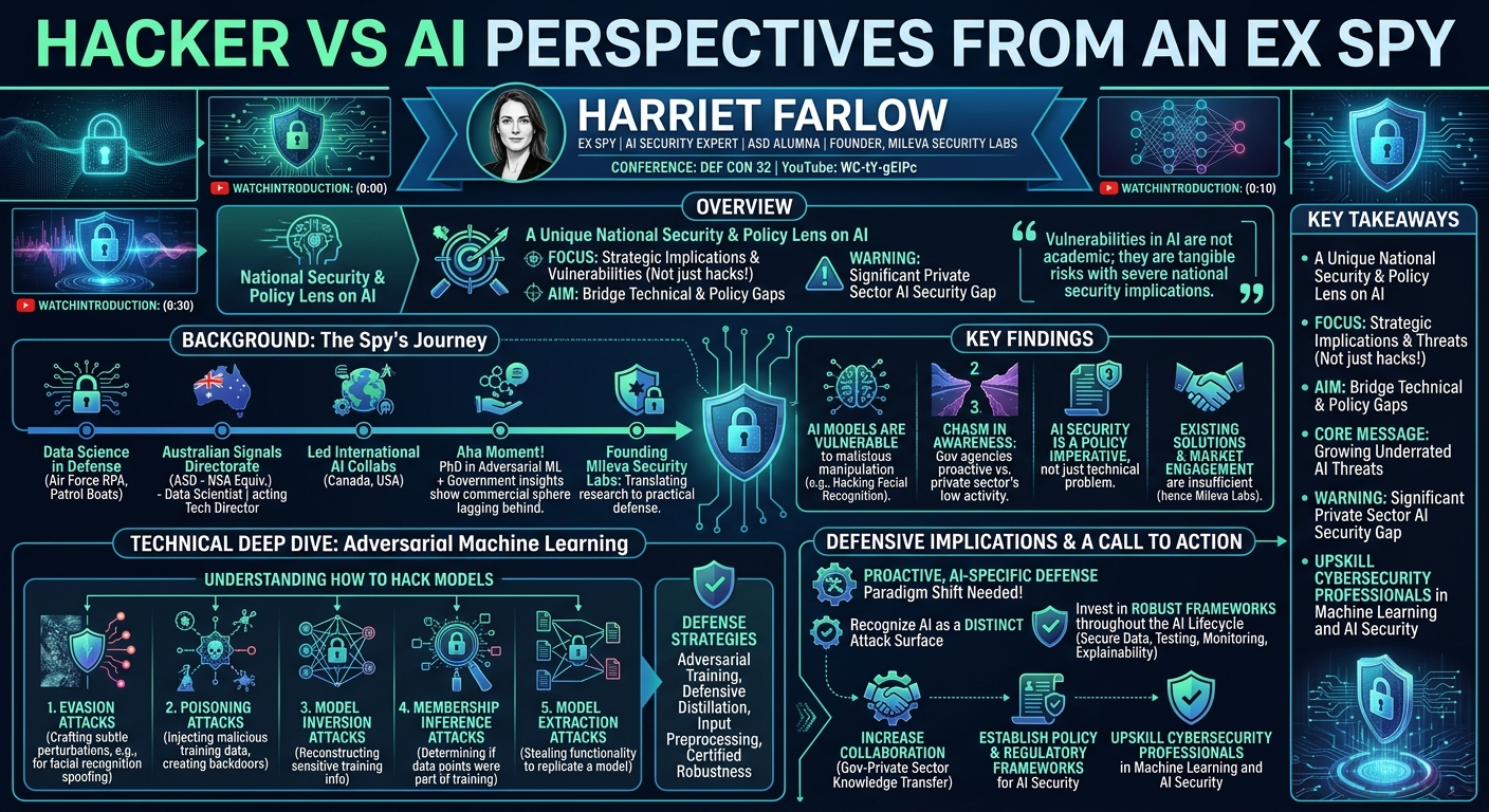Visual summary for Hacker vs AI perspectives from an ex spy by Harriet Farlow
