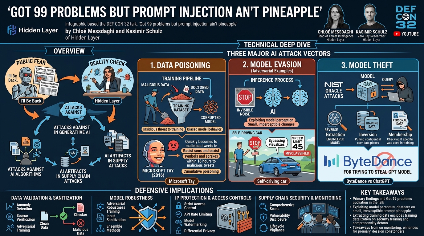 Visual summary for Got 99 problems but prompt injection ain't pineapple by Chloé Messdaghi, Kasimir Schulz