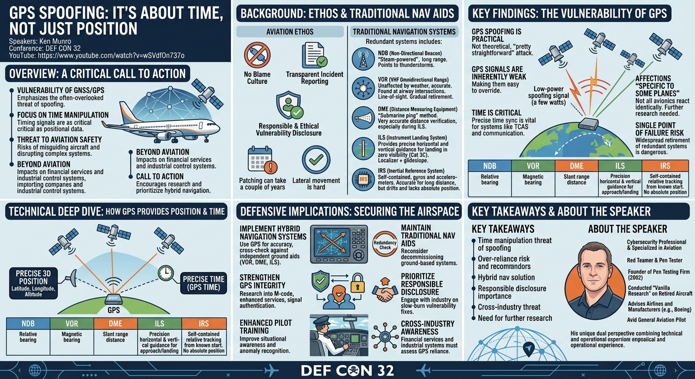 Visual summary for GPS spoofing it's about time, not just position by Ken Munro
