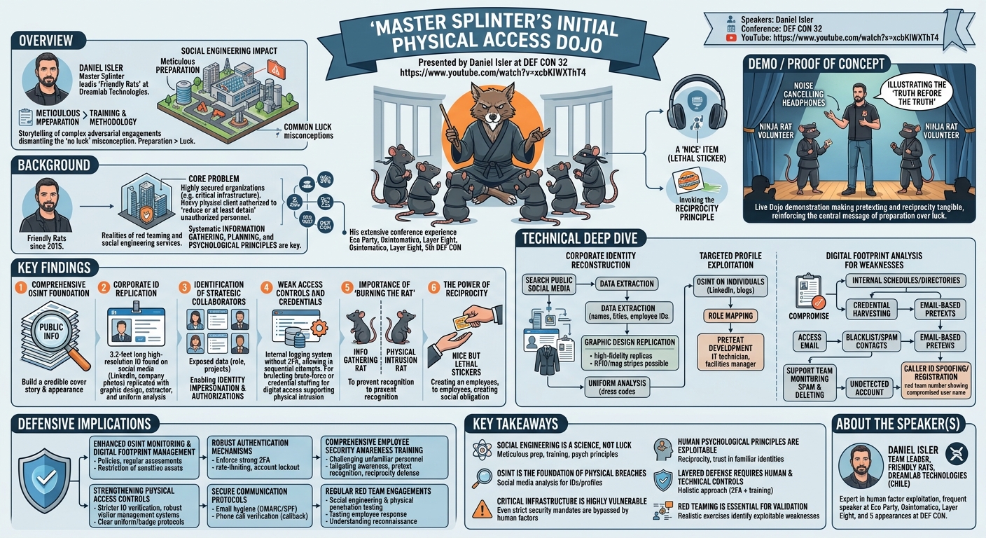 Visual summary for Master Splinter’s initial physical access dojo by Daniel Isler