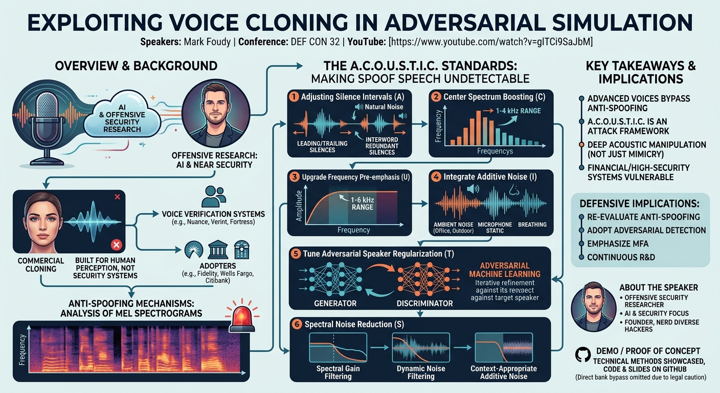 Visual summary for Exploiting Voice Cloning in Adversarial Simulation by Mark Foudy