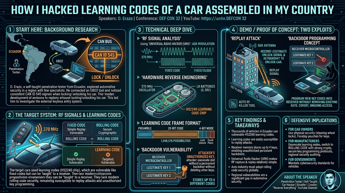 Visual summary for How I hacked Learning Codes of the key job of a car assembled in my country by D. Erazo