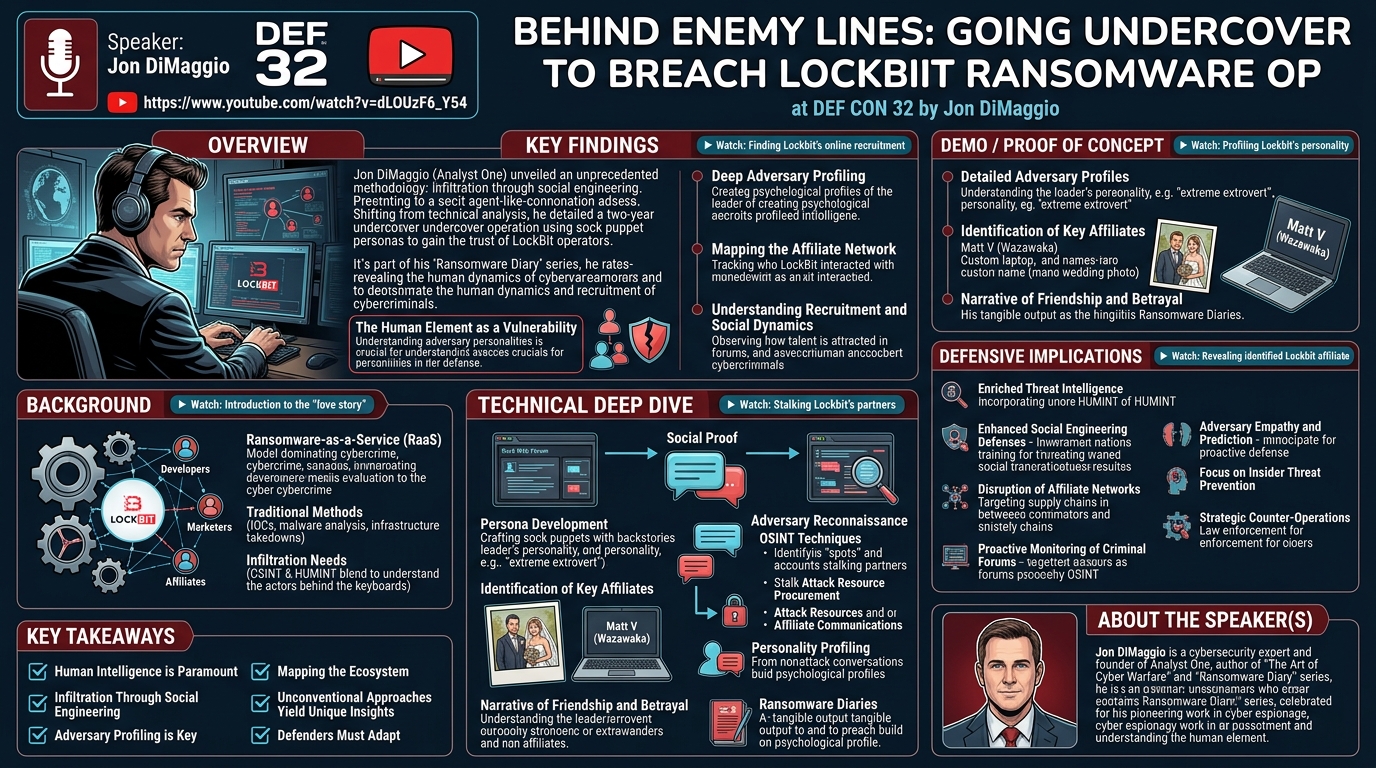 Visual summary for Behind Enemy Lines: Going undercover to breach LockBit Ransomware Op by Jon DiMaggio