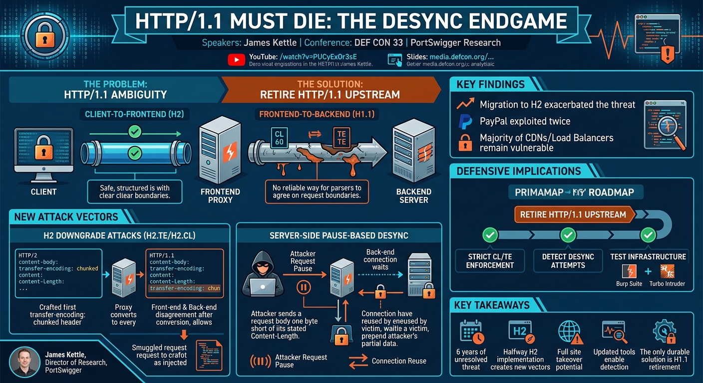 Visual summary for HTTP 1.1 Must Die! The Desync Endgame by James Kettle